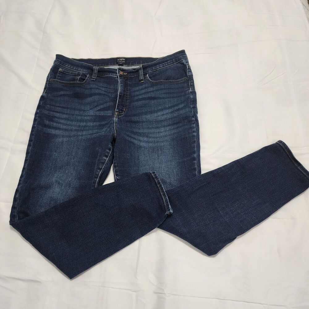 J CREW 10" High Rise Skinny Jeans Dark Wash Stretch Denim Wmns 32 (Actual 36X27)